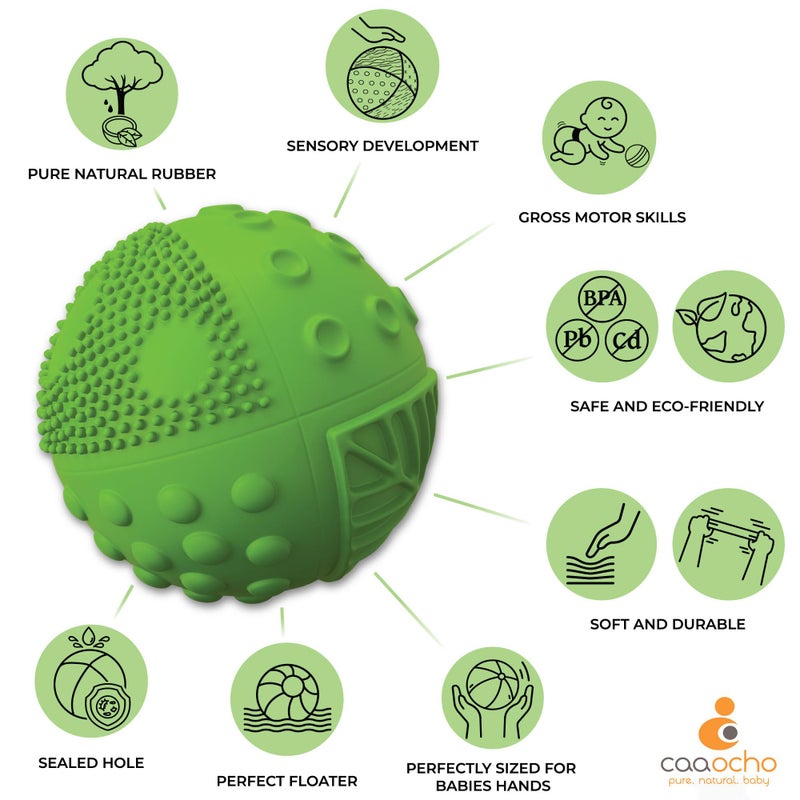 caaocho Pure Natural Rubber Sensory Ball Meadow 3" - Sealed Hole, BPA Free Baby Ball Toy, for Sensory Play, for Sensory Development, Hole Free Baby Toy, Perfect Bouncer, Without Hole - Image 2